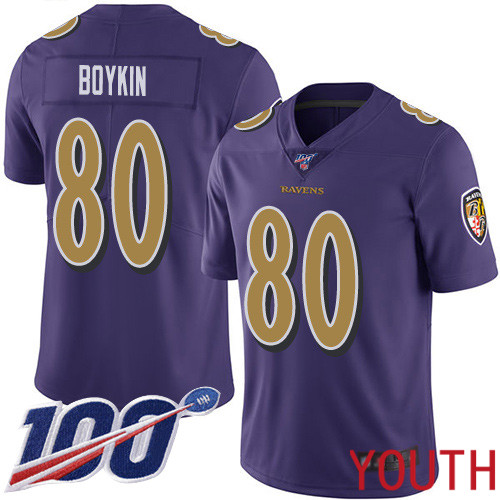 Baltimore Ravens Limited Purple Youth Miles Boykin Jersey NFL Football #80 100th Season Rush Vapor Untouchable->youth nfl jersey->Youth Jersey
